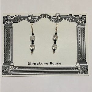 Black and white Austrian crystal dangle earrings